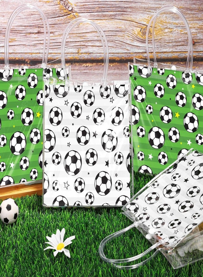 MIMIND 30 Pieces Soccer Clear PVC Gift Bags with Handles 8 x 8 x 3.15 Inch Soccer Theme Goodie Bags Sport Themed Favor Treat Bag for Sports Team Birthday Holiday Party Supplies - Image 4